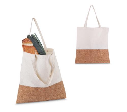 Sacola em Algodão cru 140g/m² e Cortiça – Modelo Sustentável