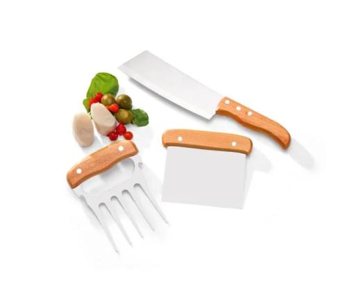 Conjuto de churrasco com Cutelo, Garfo e Espátula - 3 Pçs