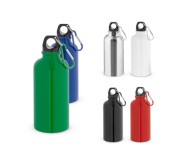   Garrafa Squeeze esportiva em aço inox, de parede simples e acabamento brilhante com mosquetão 560 mL