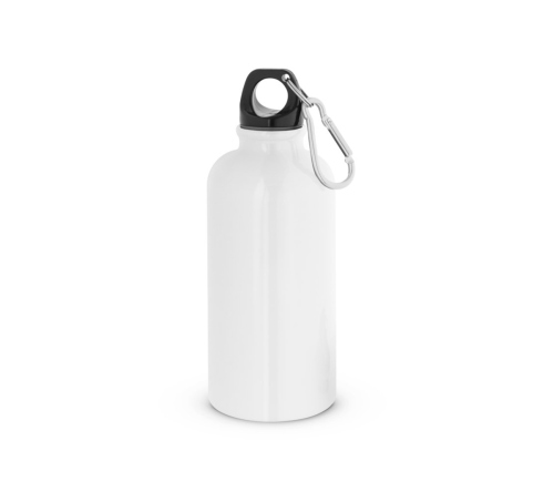 Garrafa Squeeze esportiva em aço inox, de parede simples e acabamento brilhante com mosquetão 560 mL