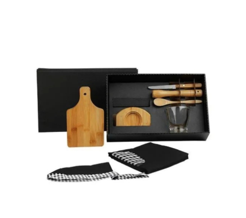 Kit Caipirinha em Bambu com Avental e Bandana 8 Pçs