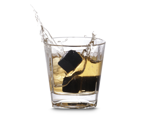 Kit Drink com Copo de Vidro, Pegador e Cubos de Pedra-Sabão