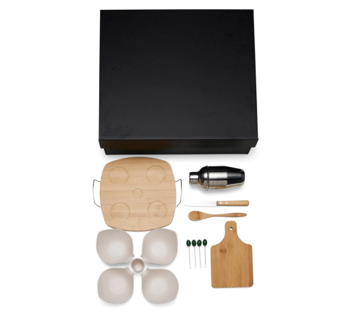 Kit para Caipirinha com Petisqueira em Bambu - 15 Pçs