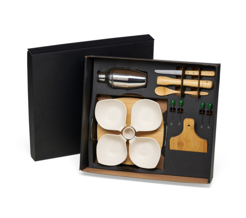 Kit para Caipirinha com Petisqueira em Bambu - 15 Pçs