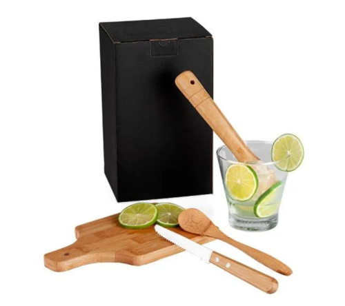 Kit para Caipirinha em Bambu - 0,35 L - 5 Pçs
