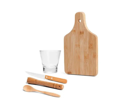 Kit para Caipirinha em Bambu - 0,35 L - 5 Pçs