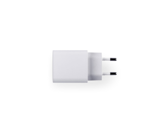 Adaptador de corrente com porta USB-A 18W e USB-C 20W em ABS 100% reciclado