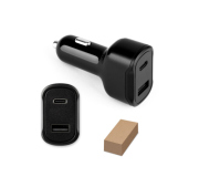   Adaptador de isqueiro com porta USB-A 18W e USB-C 20W em 100% rABS