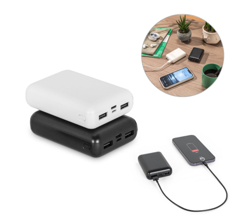 Bateria portáti em ABS 100% reciclado e capacidade de 10'000 mAh