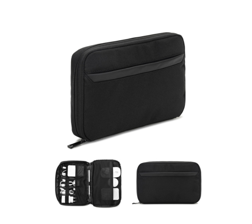 Bolsa Necessaire organizadora espaçosa para acessórios tecnológicos em poliéster reciclado 600D twill