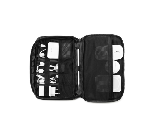 Bolsa Necessaire organizadora espaçosa para acessórios tecnológicos em poliéster reciclado 600D twill