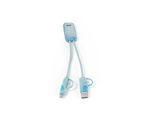Cabo USB super-rápido 6 em 1 em PET 100% reciclado, permite a tranferência de dados