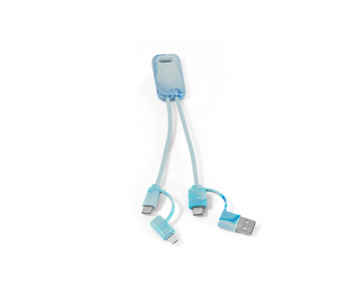 Cabo USB super-rápido 6 em 1 em PET 100% reciclado, permite a tranferência de dados