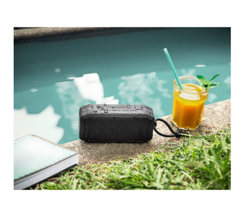 Caixa de som portátil com microfone, em plástico ABS 100% reciclado, à prova de água com IPX7 1200 mAh