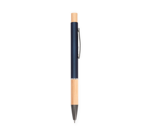 Caneta executiva de metal com detalhe em bambu