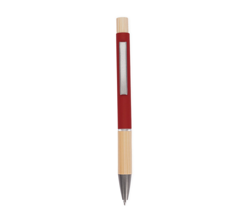 Caneta executiva de metal com detalhe em bambu