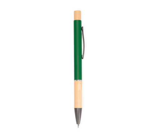 Caneta executiva de metal com detalhe em bambu