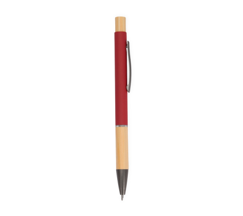 Caneta executiva de metal com detalhe em bambu