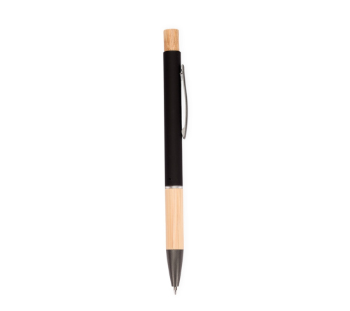 Caneta executiva de metal com detalhe em bambu