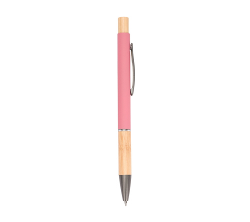 Caneta executiva de metal com detalhe em bambu