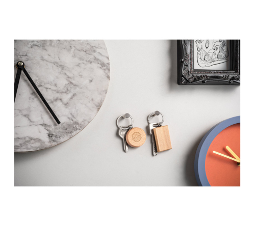 Chaveiro redondo em madeira de faia