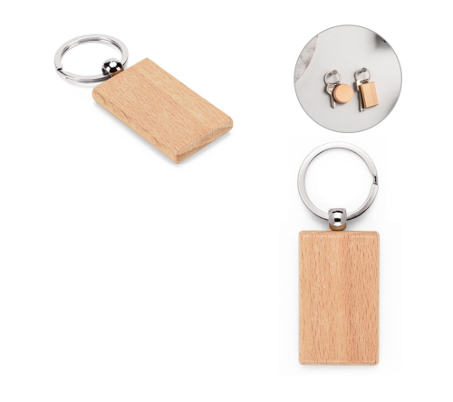 Chaveiro retangular em madeira de faia