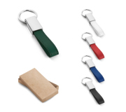 Chaveiro executivo em couro sintético e metal    Chaveiro executivo em couro sintético e metal