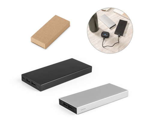 Bateria portátil em alumínio 100% reciclado e bateria em lítio 10'000 mAh