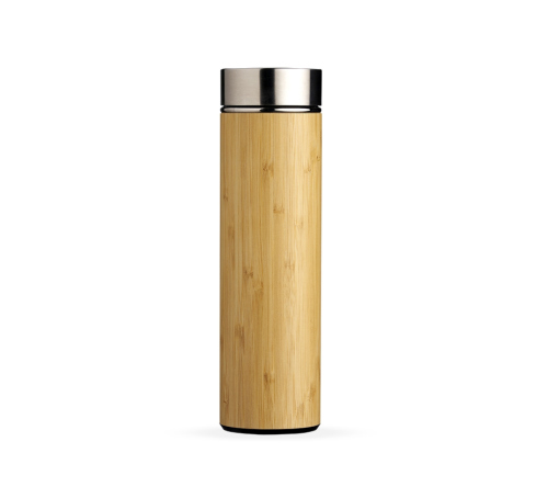 Garrafa térmica em Bambu e inox 500ml