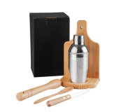   Kit para Caipirinha em Bambu Ibiza com Coqueteleira 6 Pçs
