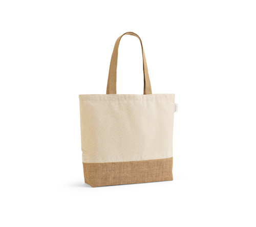 Sacola em 70% algodão reciclado e 30% poliéster reciclado (220 g/m²) com base em juta