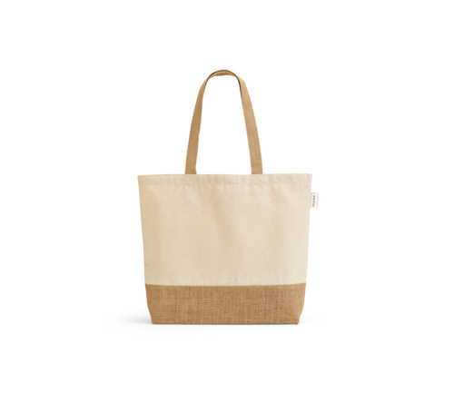 Sacola em 70% algodão reciclado e 30% poliéster reciclado (220 g/m²) com base em juta