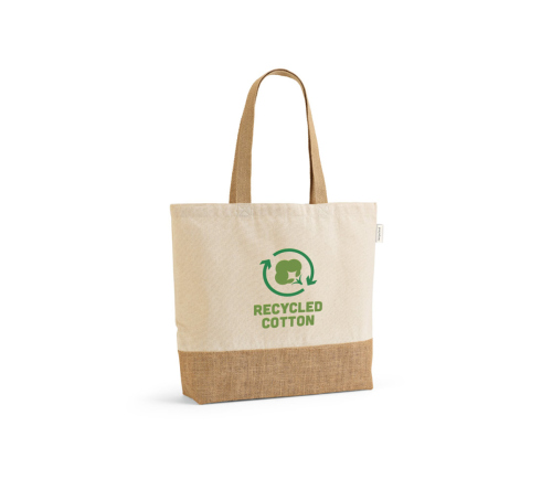 Sacola em 70% algodão reciclado e 30% poliéster reciclado (220 g/m²) com base em juta
