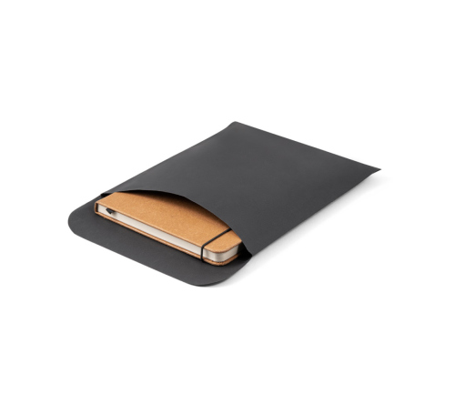 Bloco caderno capa dura em couro reciclado 96 folhas pautadas 140 x 210