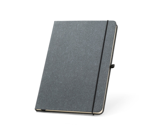 Bloco caderno capa dura em couro reciclado 96 folhas pautadas 140 x 210