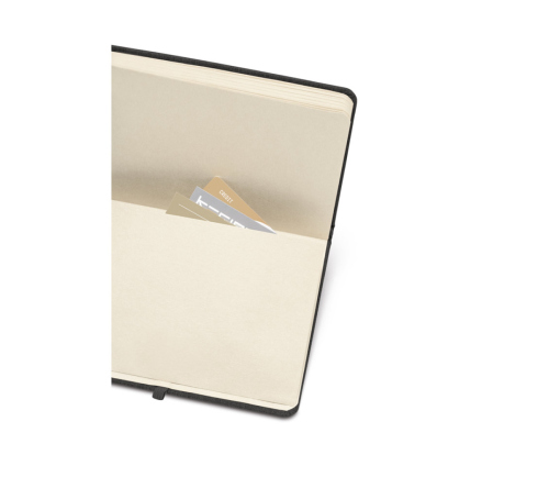 Bloco caderno capa dura em couro reciclado 96 folhas pautadas 140 x 210
