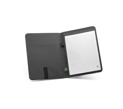 Pasta A4 em poliéster 100% reciclado 300D com caderno com 40 páginas pautadas