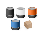   Caixa de som portátil com microfone, em plástico ABS 100% reciclado