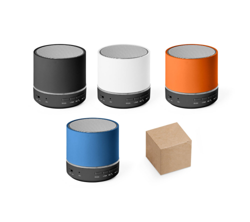 Caixa de som portátil com microfone, em plástico ABS 100% reciclado