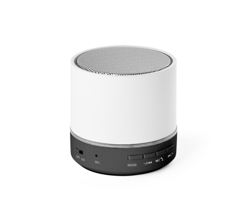 Caixa de som portátil com microfone, em plástico ABS 100% reciclado
