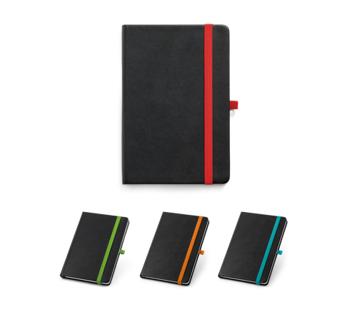 Bloco caderno A5 em PU 80 folhas pautadas, 140 x 210 mm