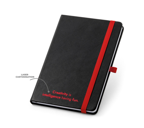 Bloco caderno A5 em PU 80 folhas pautadas, 140 x 210 mm