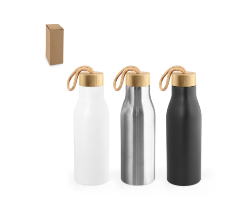 Squeeze em aço inox 90% reciclado, de parede simples e acabamento em mate 570 mL