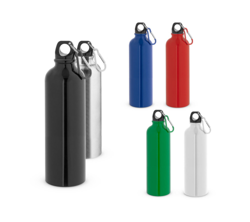 Garrafa Squeeze esportiva em aço inox de parede simples com mosquetão 820 mL
