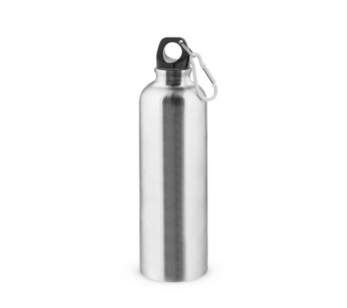 Garrafa Squeeze esportiva em aço inox de parede simples com mosquetão 820 mL