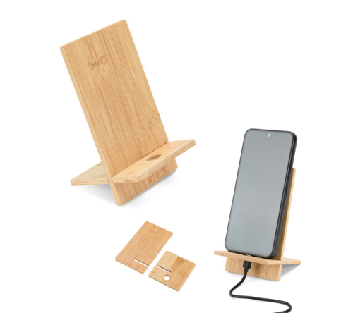 Suporte para celular em bambu, desmontável em duas partes